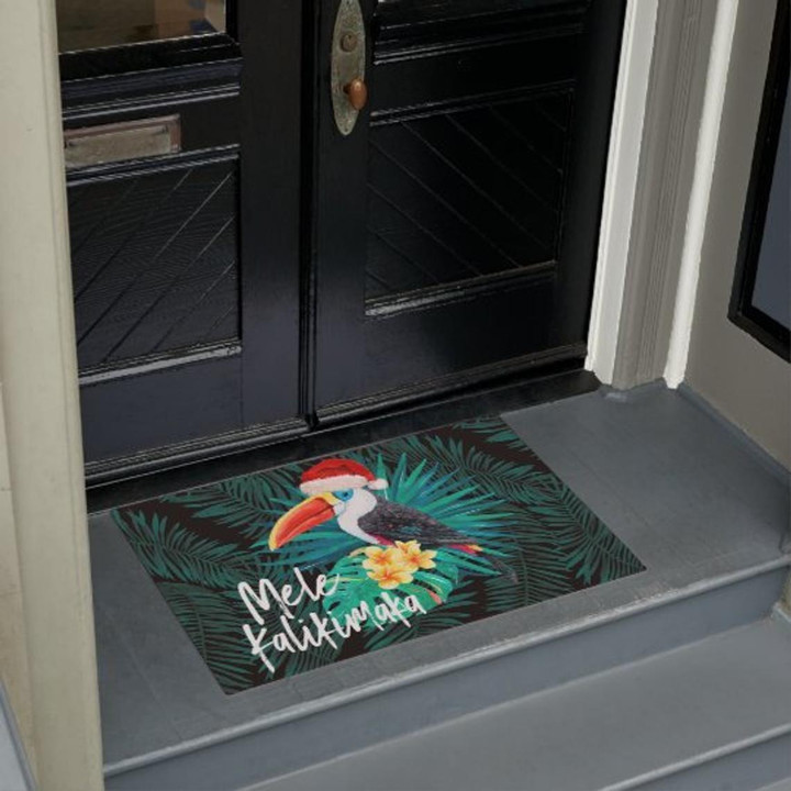 Mele Kalikimaka Tropical Jungle Birds Themed Doormat Home Decor