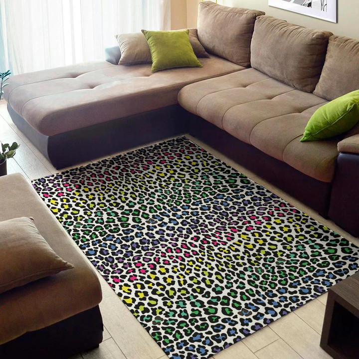 Colorful Leopard Pattern Background Print Area Rug