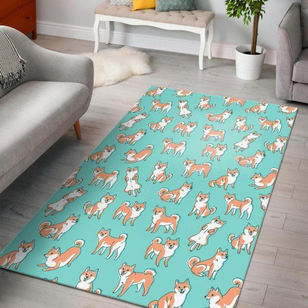 Shiba Inu Dog Pattern Print Home Decor Rectangle Area Rug
