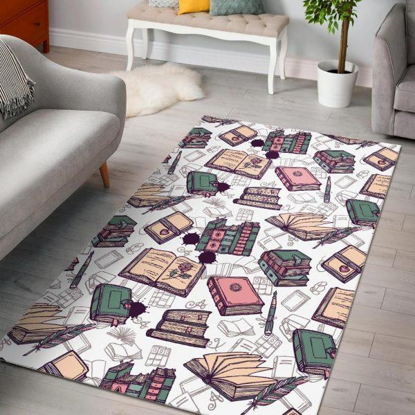 Library Librarian Book Lover Pattern Print Home Decor Rectangle Area Rug