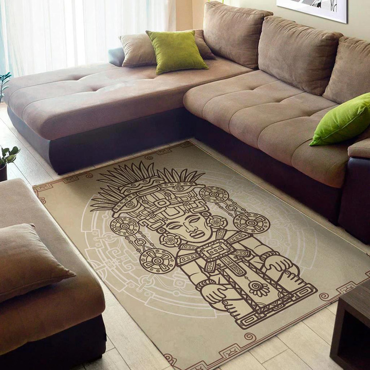 Cool Ancient Mayan Statue Background Print Area Rug