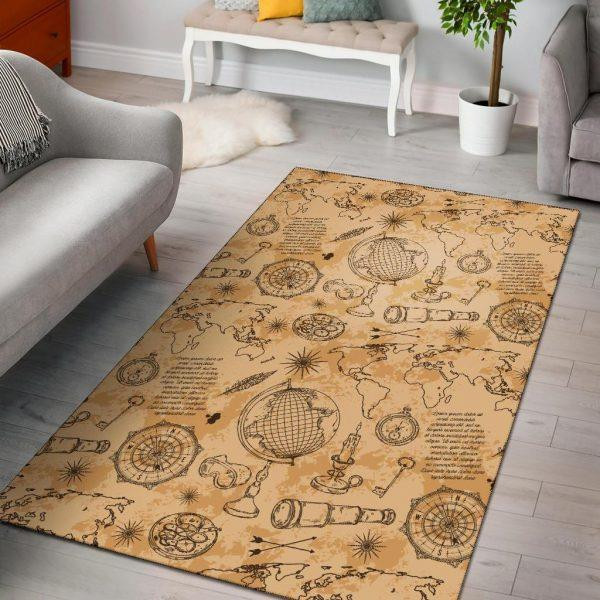 Pattern Print World Map Home Decor Rectangle Area Rug