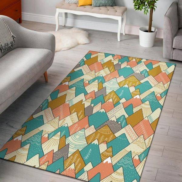 Mountain Colorful Pattern Print Home Decor Rectangle Area Rug