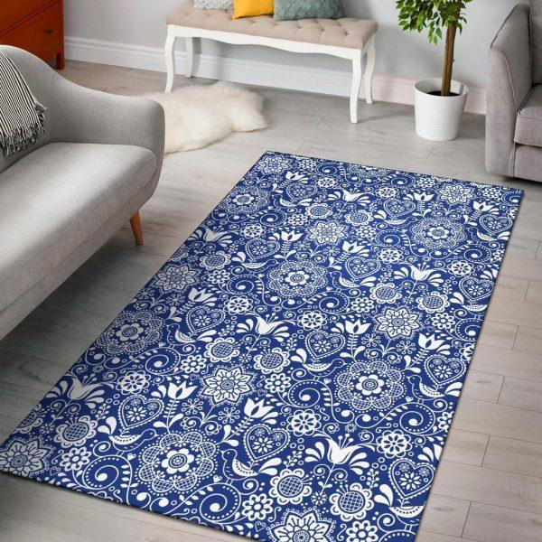 Swedish Floral Pattern Print Home Decor Rectangle Area Rug