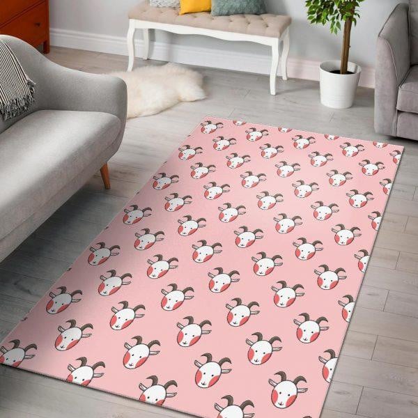 Pink Goat Sheep Pattern Print Home Decor Rectangle Area Rug
