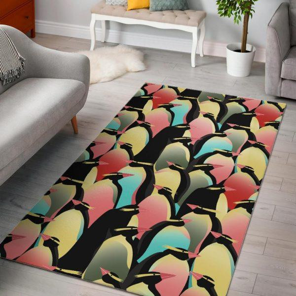 Colorful Penguin Pattern Print Home Decor Rectangle Area Rug