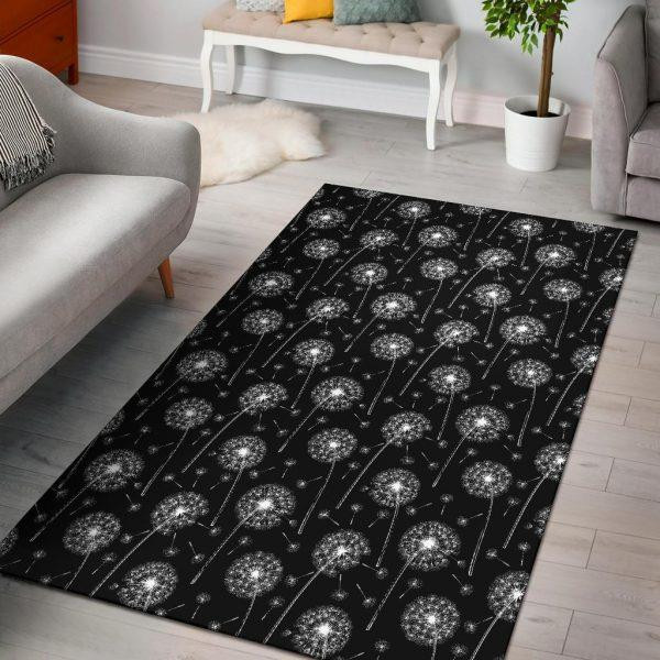 Dandelion Black Pattern Print Home Decor Rectangle Area Rug