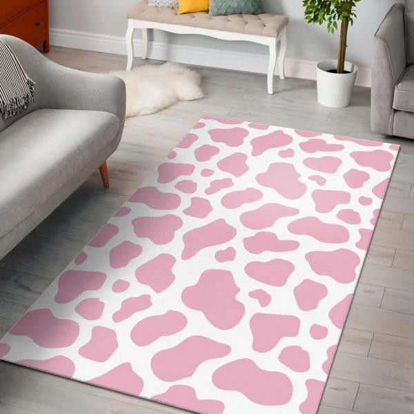 Pink Cow Pattern Print Home Decor Rectangle Area Rug