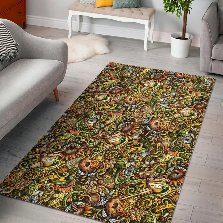 Honey Bee Psychedelic Gifts Pattern Print Area Rug