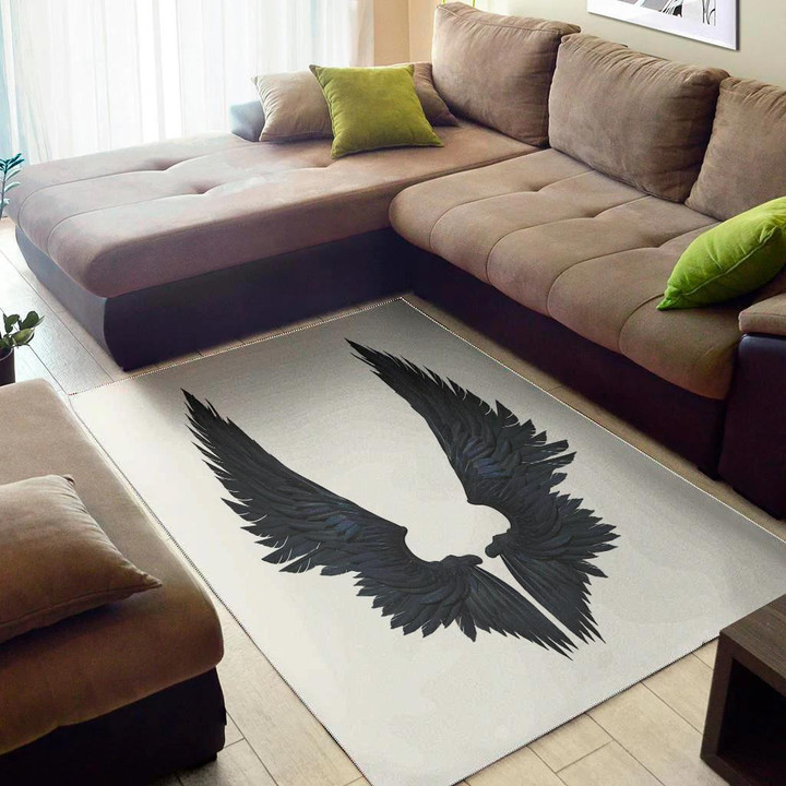 Cool Black Demon Wings Background Print Area Rug