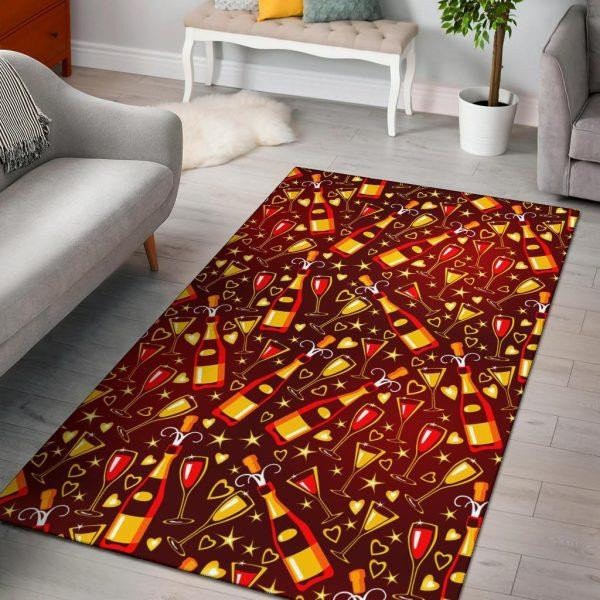 Champagne Pattern Print Home Decor Rectangle Area Rug