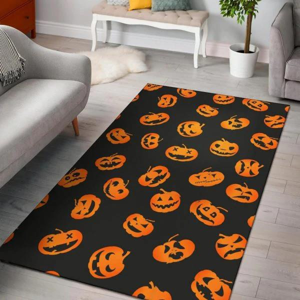 Pumpkin Halloween Pattern Print Home Decor Rectangle Area Rug