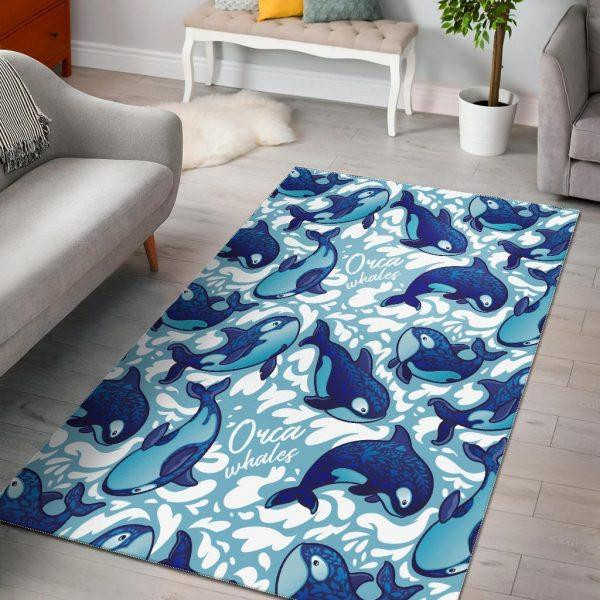 Pattern Print Killer Whale Orca Home Decor Rectangle Area Rug