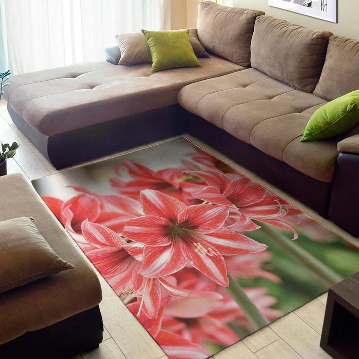 Amaryllis Flower Pattern Background Print Area Rug