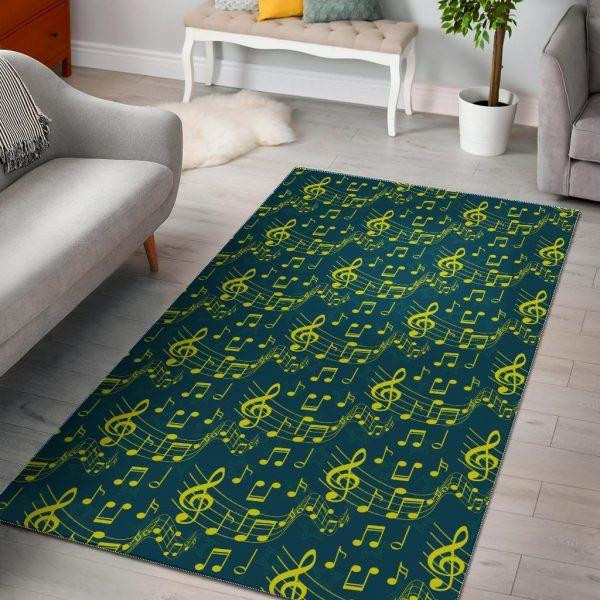 Music Note Pattern Print Home Decor Rectangle Area Rug