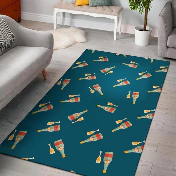 Champagne Print Pattern Home Decor Rectangle Area Rug
