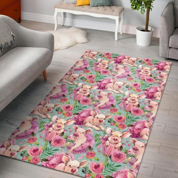 Hand Drawn Pig Pattern Print Home Decor Rectangle Area Rug
