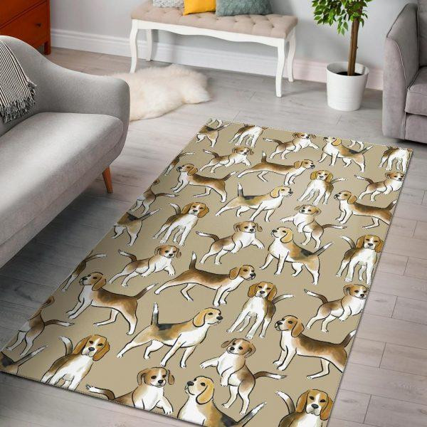 Brown Beagle Paw Pattern Print Home Decor Rectangle Area Rug