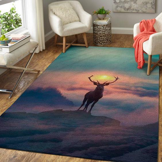A Lonely Deer Area Rug Animal Print Floor Decor
