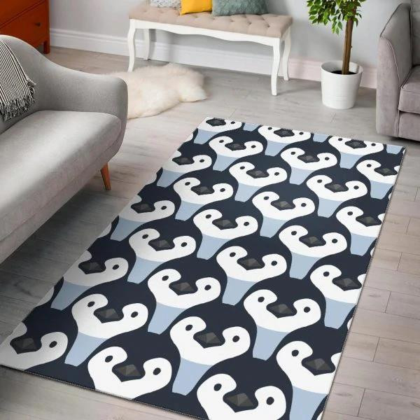 Penguin Face Pattern Print Home Decor Rectangle Area Rug