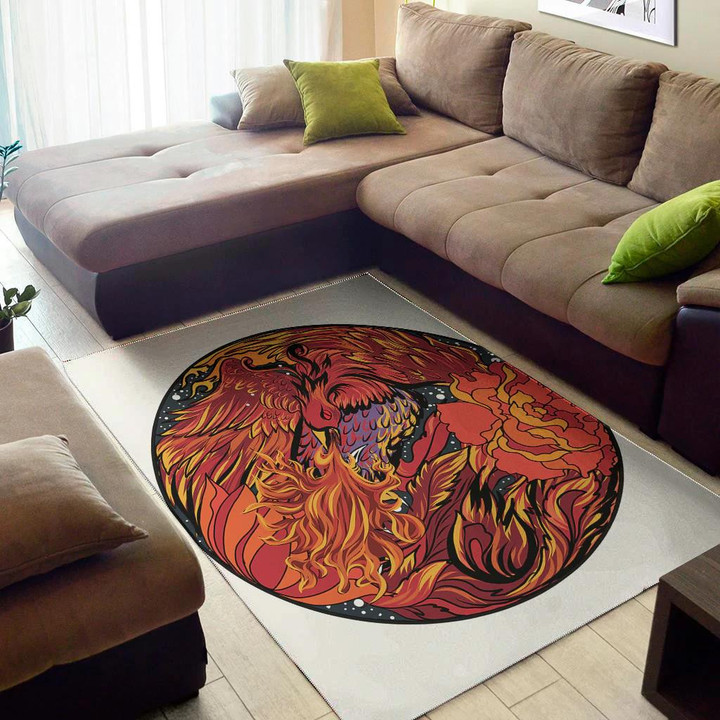 Cool Japanese Phoenix Pattern Background Print Area Rug