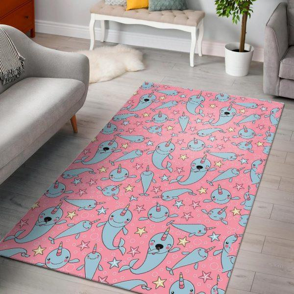 Narwhal Cute Print Pattern Home Decor Rectangle Area Rug