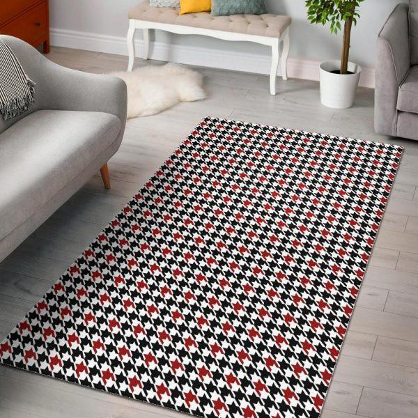 Houndstooth Print Pattern Home Decor Rectangle Area Rug