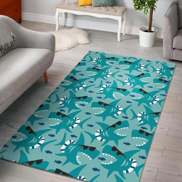 Shark Pattern Print Home Decor Rectangle Area Rug