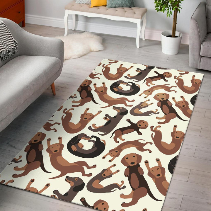 Pattern Print Dachshund Wiener Dog Area Rug