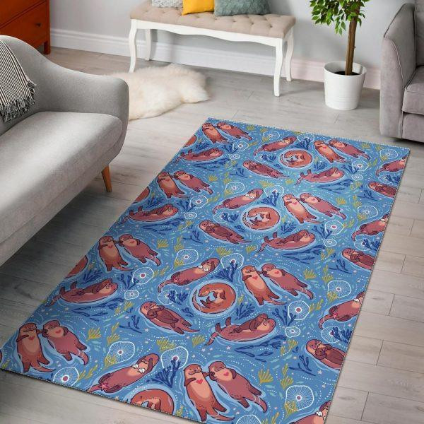 Otter Pattern Print Home Decor Rectangle Area Rug