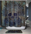Native American Skull Wood Print 3D Printed Shower Curtain Home Decor Gift Ideas