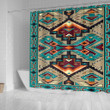 Blue Tribe Pattern Native American 3D Printed Shower Curtains