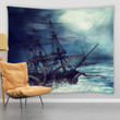 Tapestry-Fantasy ocean octopus throws down pirate ship  Bold Pattern