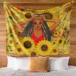 Dreadlocks Cute Little Girl Sunflower 3D Printed Tapestry Wall Decor