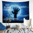Halloween Background With Zombies And The Moon Tapestry Home Decor