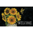 Sunflower Stripes Welcome Black Backdrop Non-Slip Printed Doormat