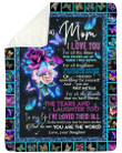 To My Loving Mom To Me You Are The World Gifts From Daughter Fleece Blanket