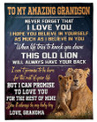 To My Amazing Grandson This Old Lion Will Always Have Your Back Gifts From Grandma Fleece Blanket