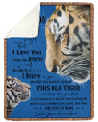 Tiger Lovely Message From Grandma Gifts For Grandsons Fleece Blanket