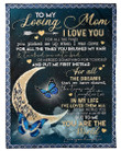 I Love You To The Moon And Back Great Gift For Mom From Daughter Fleece Blanket