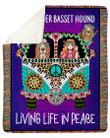 A Girl And Her Basset Hound Living Life In Peace Custom Design Fleece Blanket