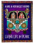 A Girl And Her Basset Hound Living Life In Peace Custom Design Fleece Blanket