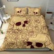 Sugar Skull Rose Pattern Taupe Bedding Set Bedroom Decor