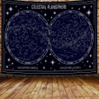 Celestial Planisphere And The Constellations Printed Wall Tapestry