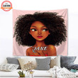 African American Black Cute Girl Custom Name Tapestry