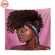 African Loc Hair Girl Custom Name Tapestry