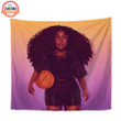 Basketball Baby Black Girl Custom Name Tapestry