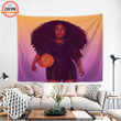 Basketball Baby Black Girl Custom Name Tapestry