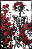 Grateful Dead Skeleton With Roses Printed Wall Tapestry