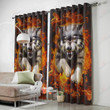 Angry Wolf Fire Printed Window Curtain Home Decor